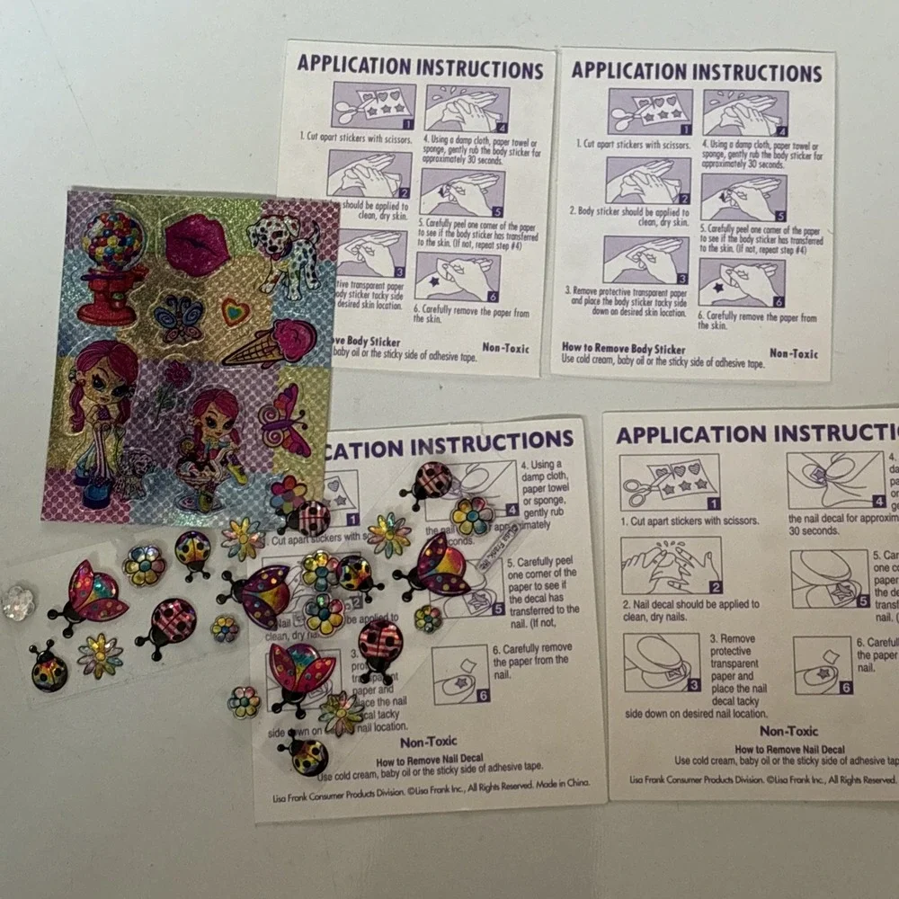 Lisa Frank Vintage OG Set Of 4 New Pencil Sharpener Nail , Body & Just Stickers